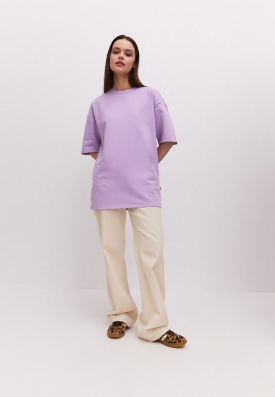 

Футболка женская ZAVI oversize фиолетовая 50-52 RU, Фиолетовый, oversize
