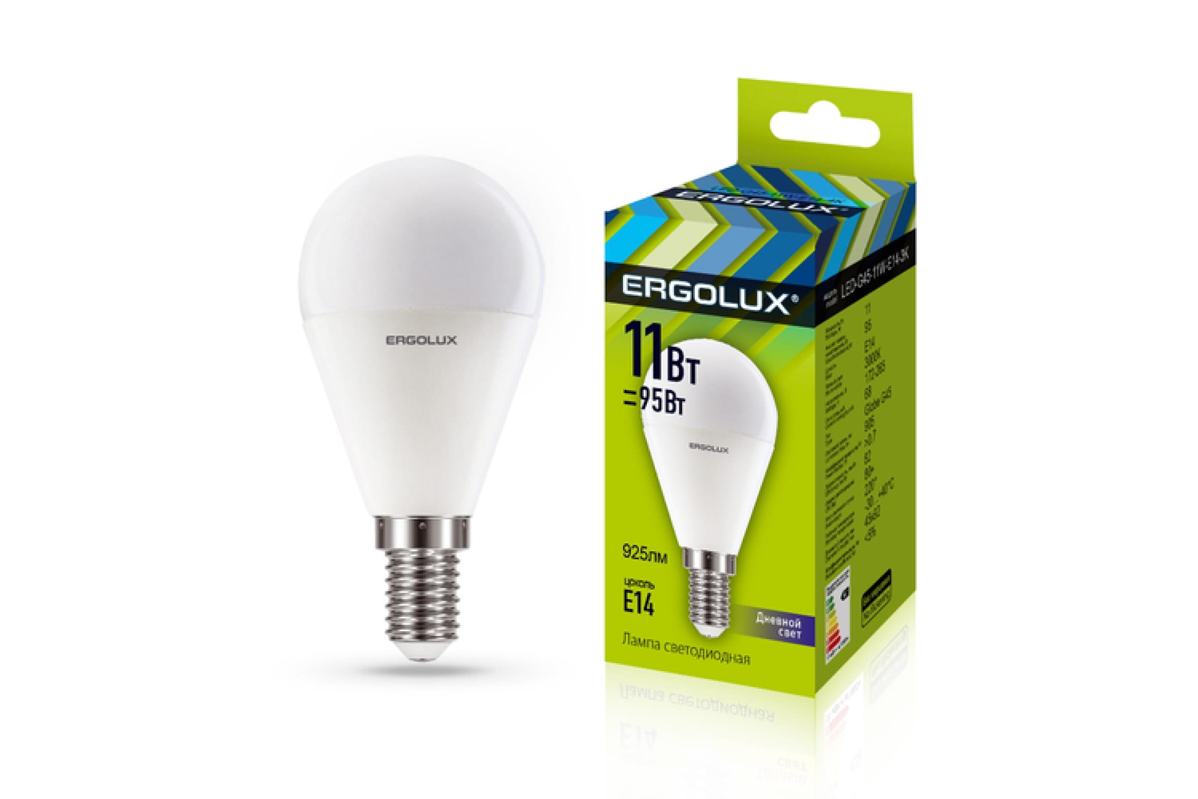 Лампа светодиодная E14 G45 11W (95W) 220V холодный ERGOLUX