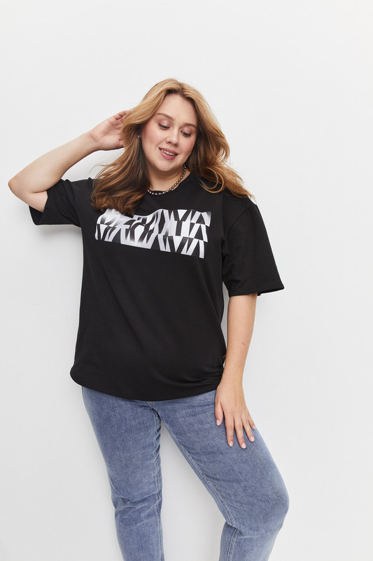 

Футболка женская ZAVI oversize черная 50-52 RU, Черный, oversizе