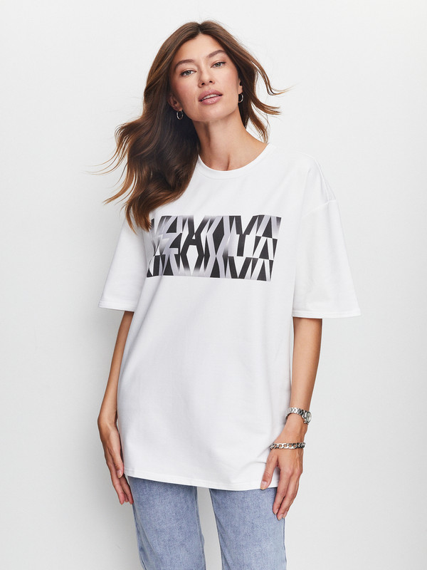 

Футболка женская ZAVI oversize белая 54-56 RU, Белый, oversize