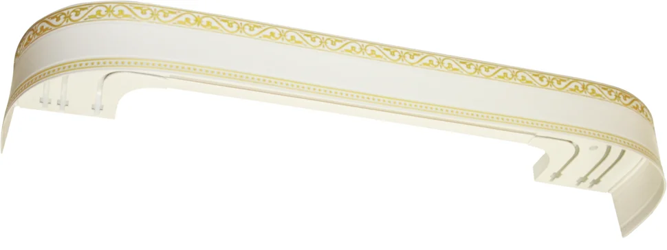 фото Карниз монарх с поворотами 3,6 белый глянец, 3-рядный бленда 7см legrand elegance