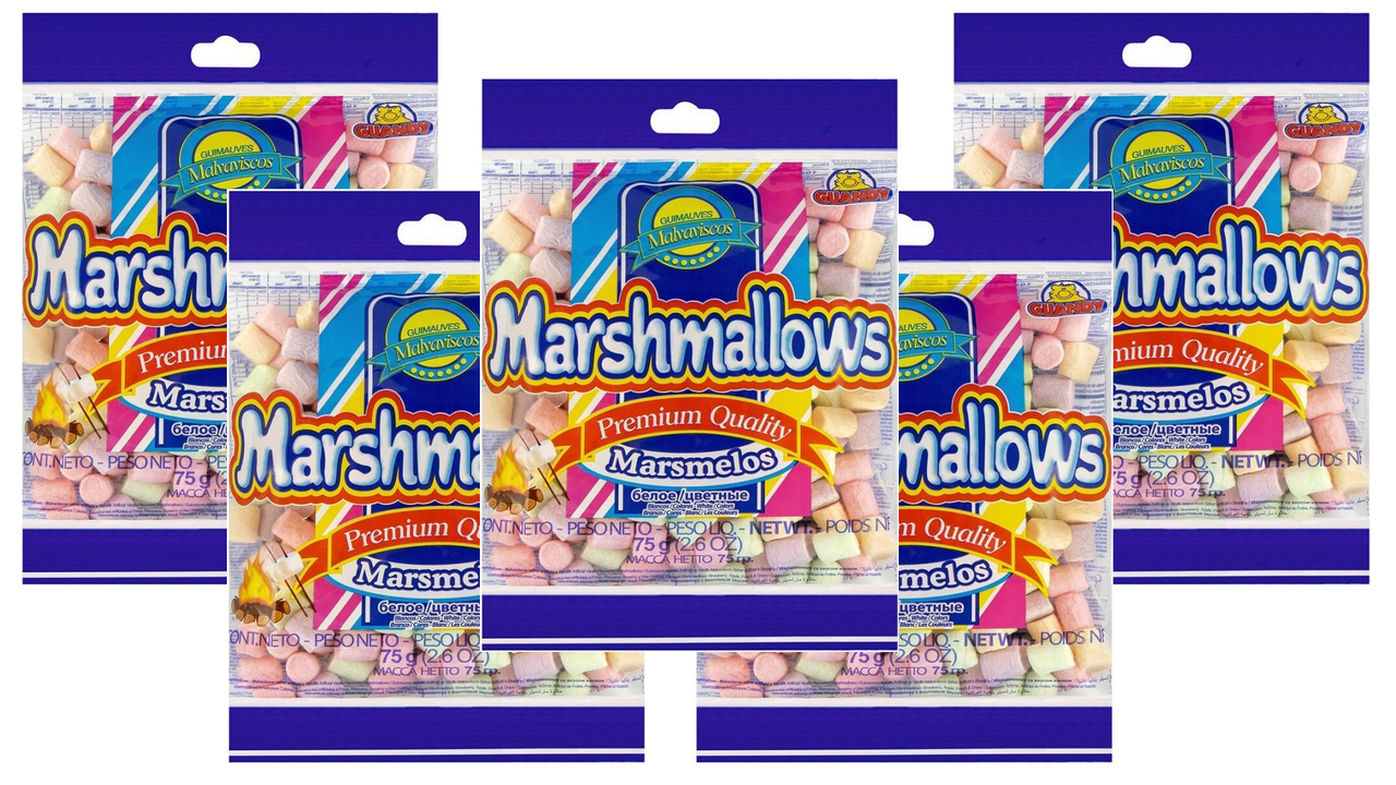 

Маршмеллоу Guandy мини цветной фруктовый 75г - 5 уп., 5 шт.