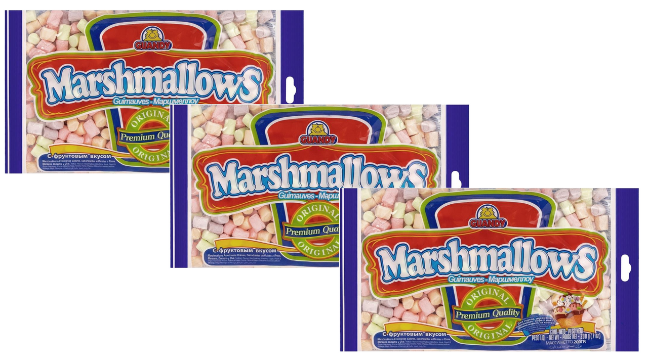 

Маршмеллоу Guandy мини цветной фруктовый 200г - 3 уп., 3 шт.