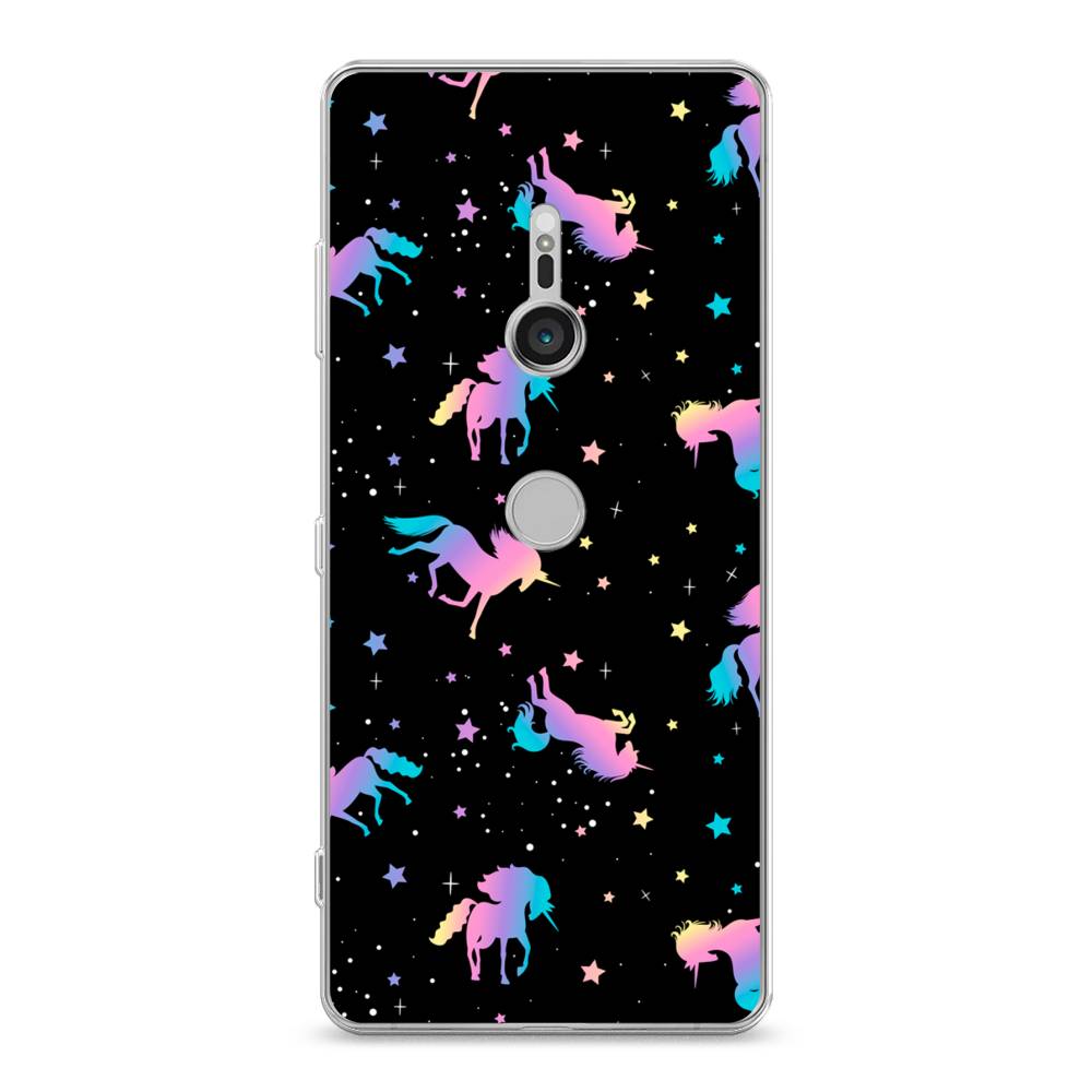 

Чехол для Sony Xperia XZ3 "Единороги градиент", Черный;розовый;голубой, 53650-1