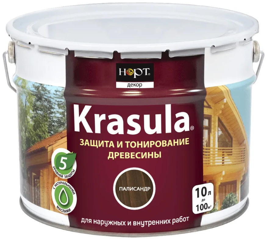 Защитно-декоративный состав KRASULA Палисандр 10 л состав для защиты и тонирования древесины ярославские краски