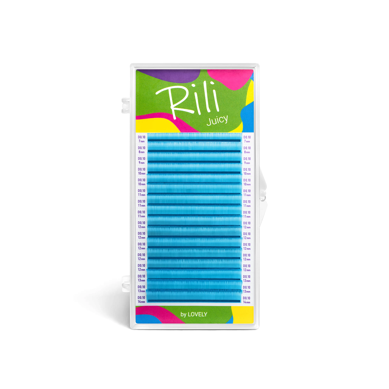 

Ресницы неоновые синие Rili Juicy 16 линий MIX M 0.07 7 14mm, Синий