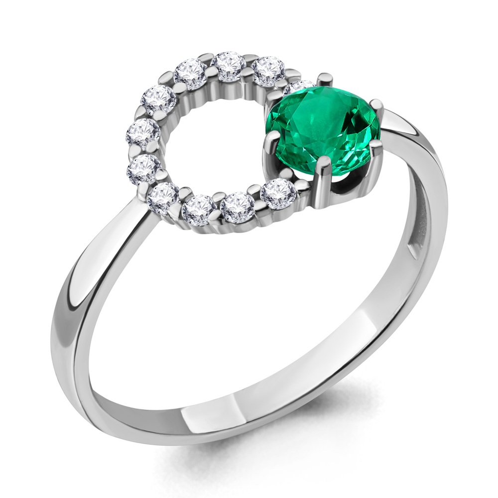 

Кольцо из серебра с изумрудом р.  Aquamarine 68810АГ_925_р, 68810АГ_925_р