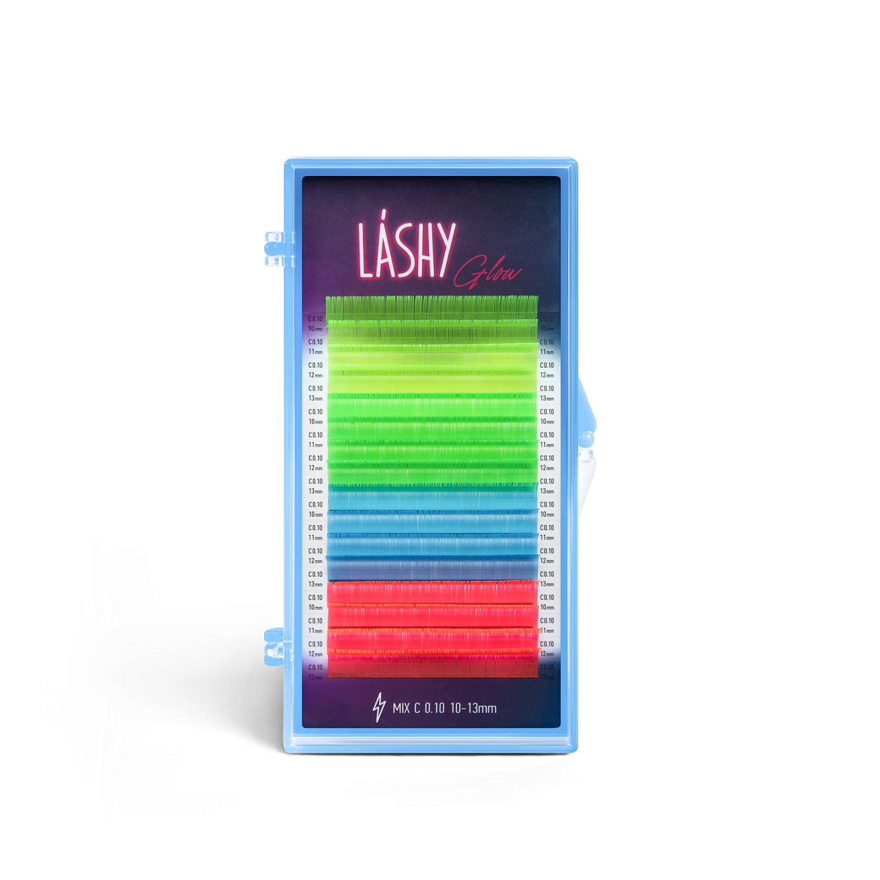 

Ресницы цветные LASHY Glow 16 линий MIX C 0.07 10-13mm, Зеленый;синий;розовый;разноцветный