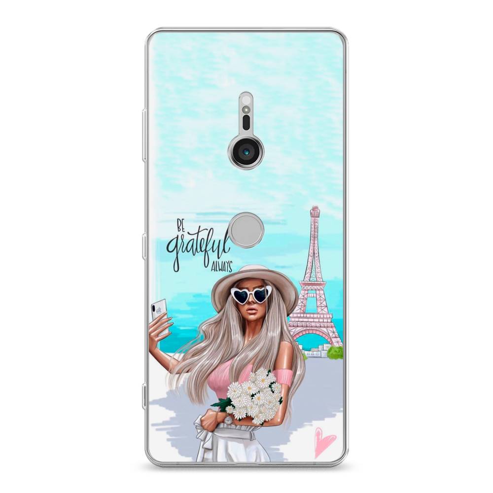 

Чехол на Sony Xperia XZ3 "Селфи Париж", Голубой;бежевый, 53650-6