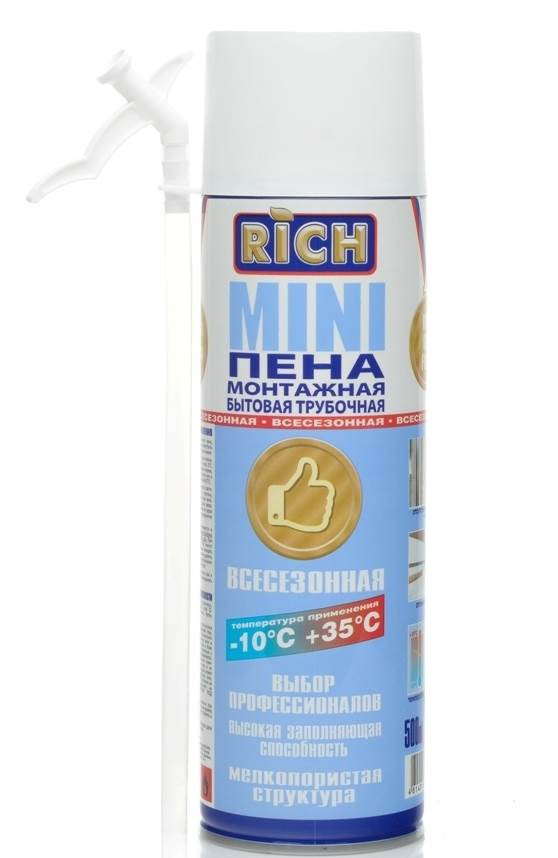 Пена монтажная RICH 113954 500мл с трубочкой Всесезонная пена монтажная rich 113954 500мл с трубочкой всесезонная