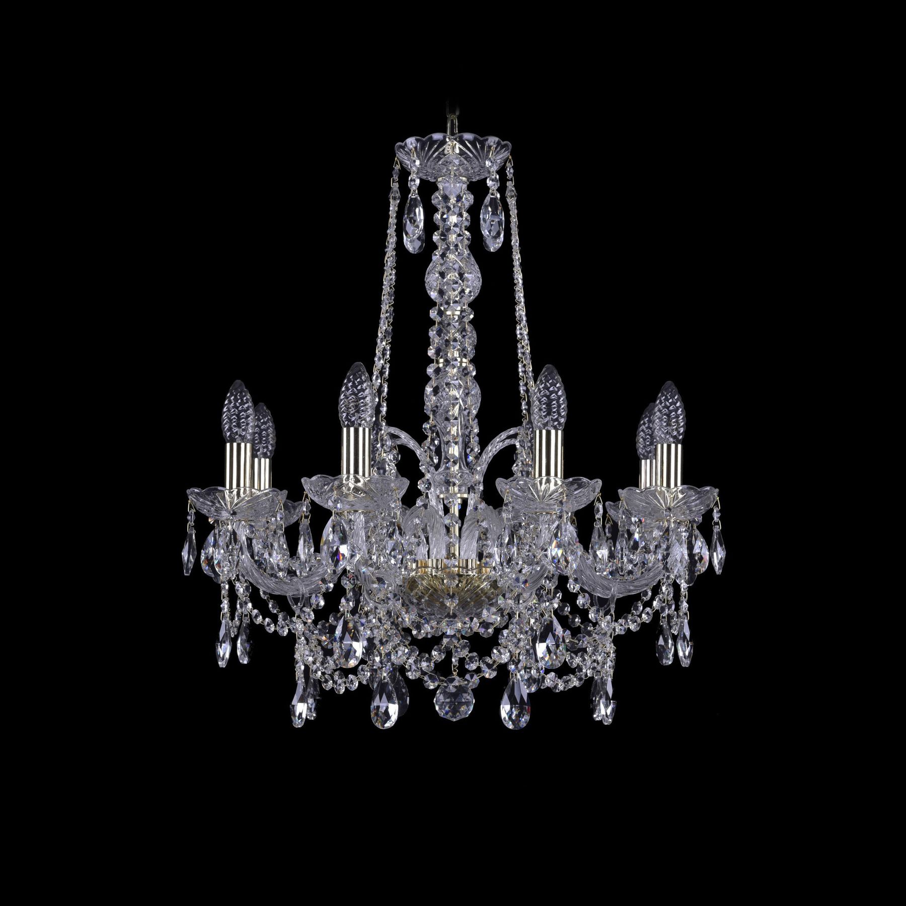 

Хрустальная люстра 1411/8/195/h-65 G Bohemia Ivele Crystal, 1411/8/195/h-65 G