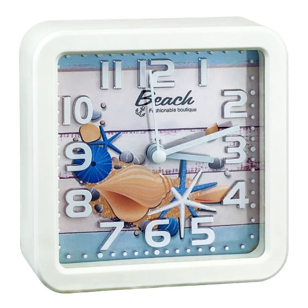 фото Quartz часы-будильник квадратные 10,5*10,5 см ракушка perfeo "pf-tc-014"