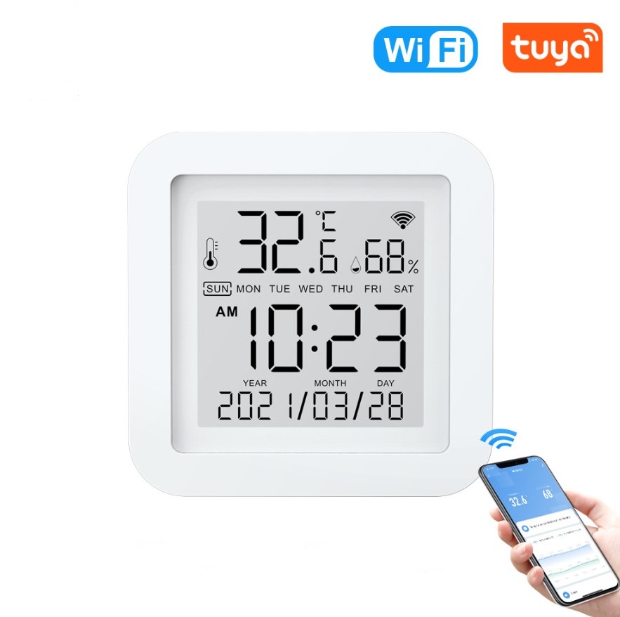 

Умный датчик температуры и влажности Tuya WiFi белый, DAT-TEMP