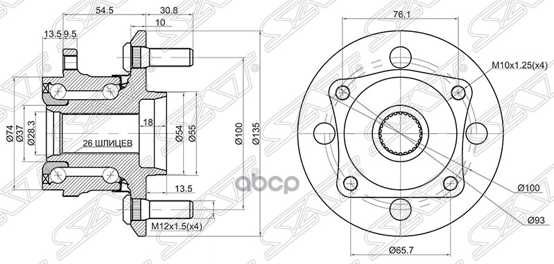 

Ступичный Узел Задн. Toyota Nze12# 4wd Sat арт. ST-42410-12240