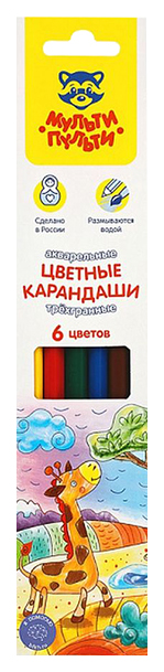 Карандаши цветные Мульти-Пульти Невероятные приключения 325952, акварельные, 6 цветов