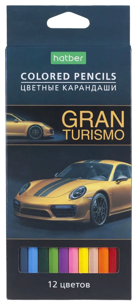 Карандаши цветные Hatber Gran Turismo 70882, 12 цветов 892-513 разноцветные