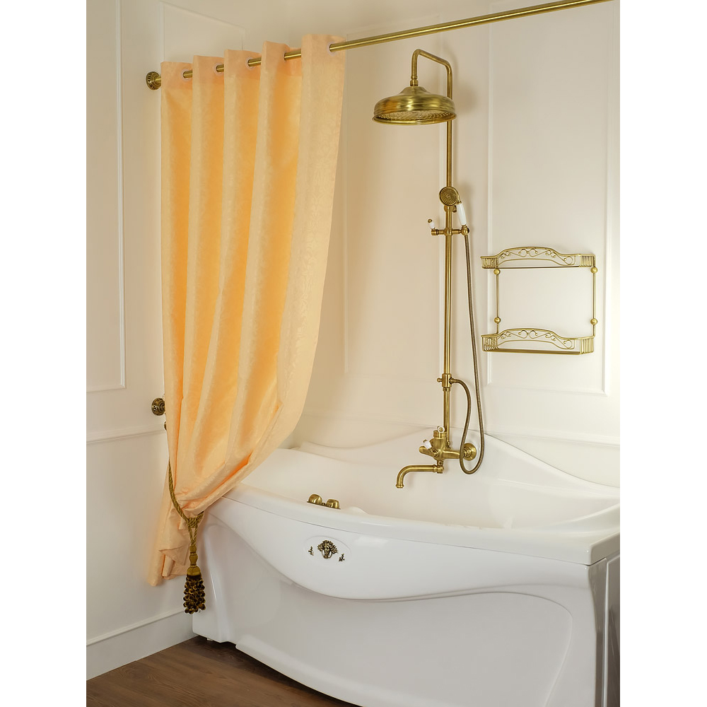 фото Migliore шторка l180xh200 см. для душа/ванны, текстиль, узор барокко, цвет персиковый
