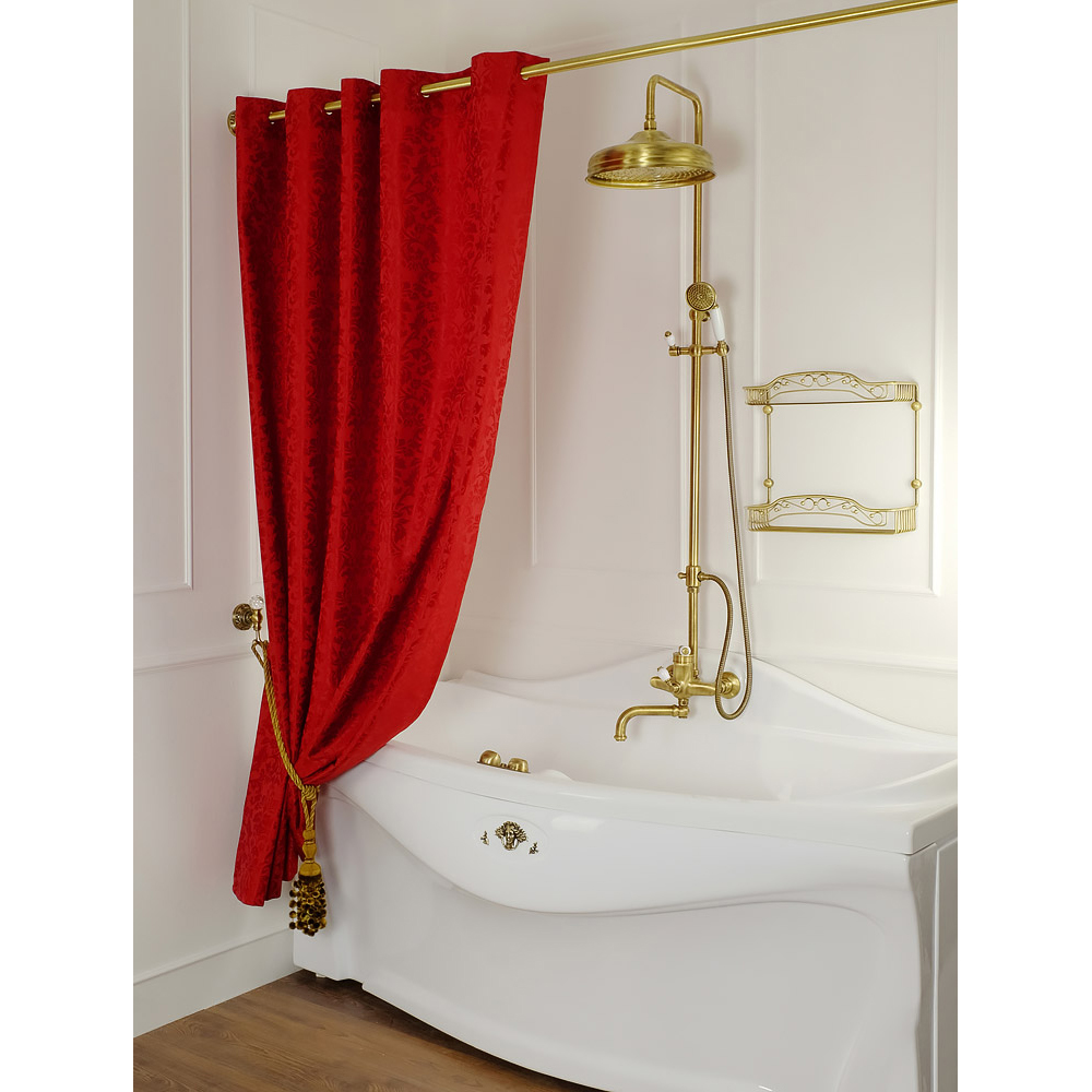 фото Migliore шторка l180xh200 см. для душа/ванны, текстиль, узор барокко, цвет красный