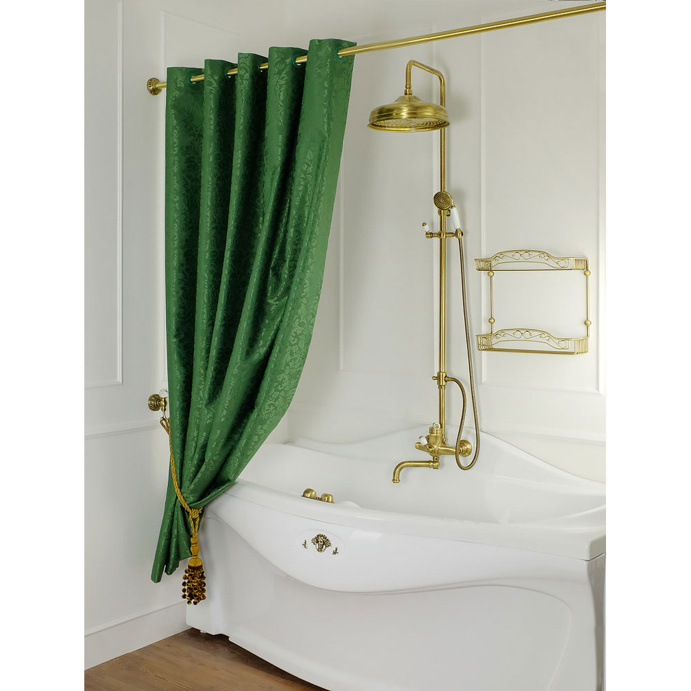 фото Migliore шторка l180xh200 см. для душа/ванны, текстиль, узор барокко, цвет зеленый