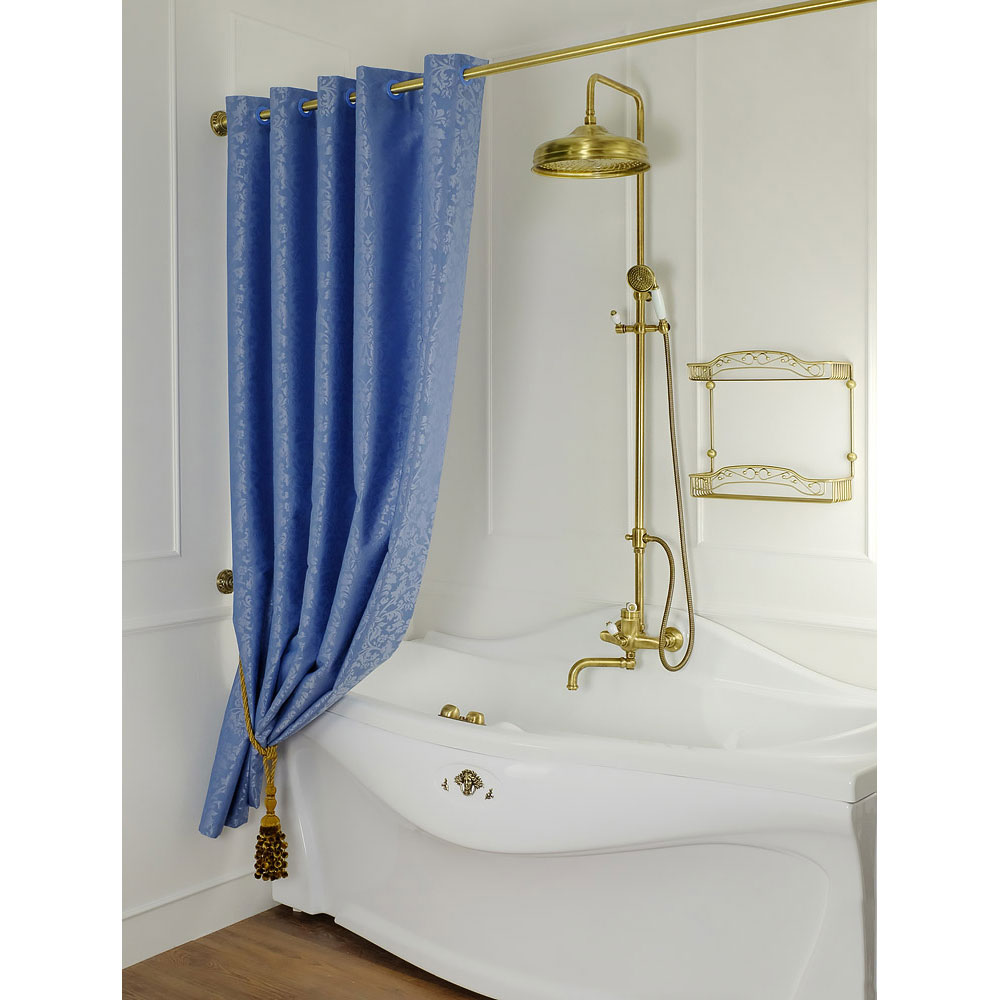 фото Migliore шторка l180xh200 см. для душа/ванны, текстиль, узор барокко, цвет голубой
