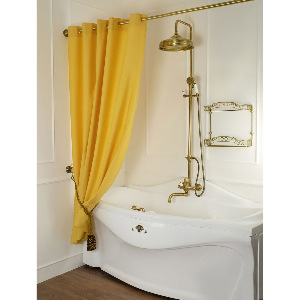 фото Migliore шторка l180xh200 см. для душа/ванны, текстиль, узор ар-деко, цвет бежево-золотой