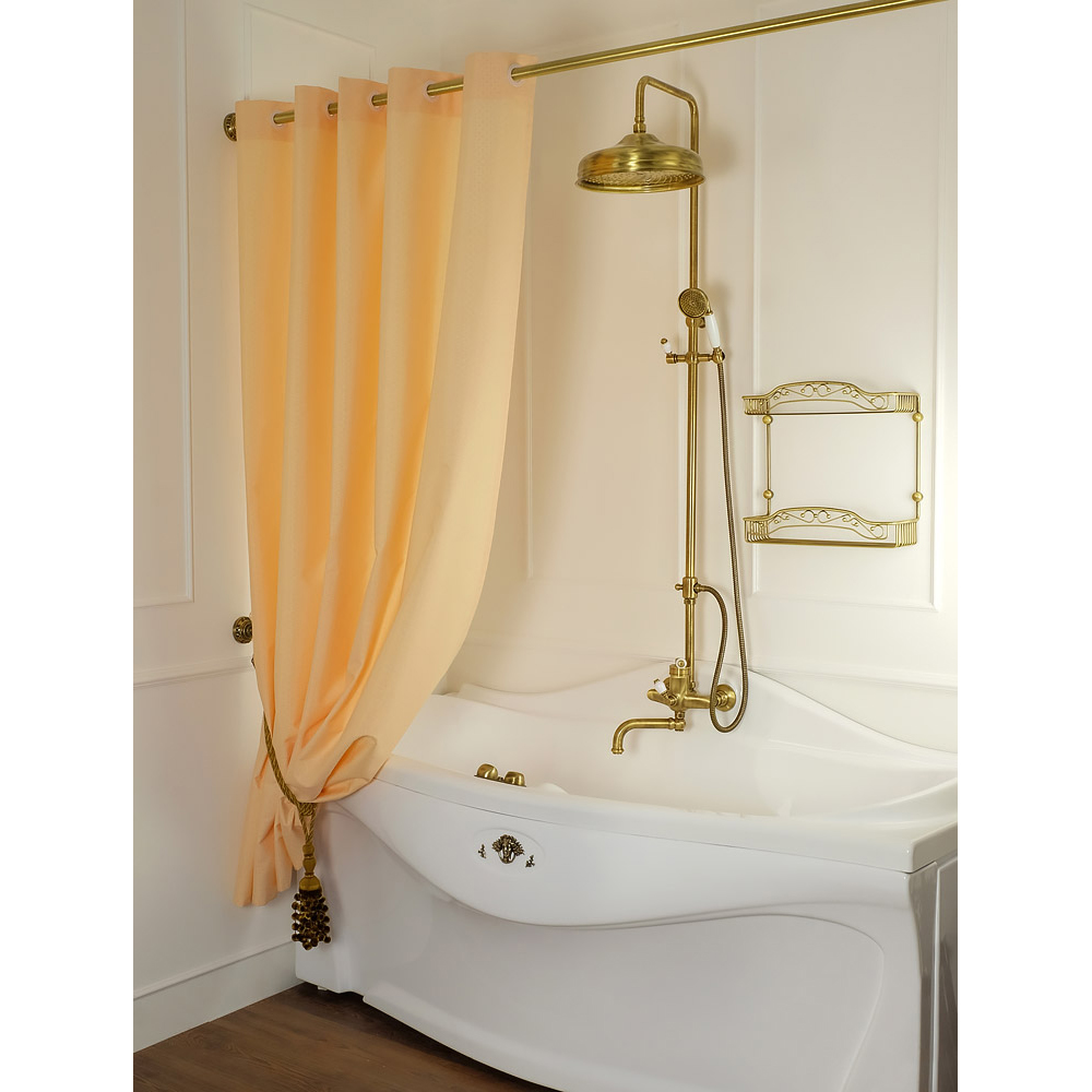 фото Migliore шторка l180xh200 см. для душа/ванны, текстиль, узор ар-деко, цвет персиковый