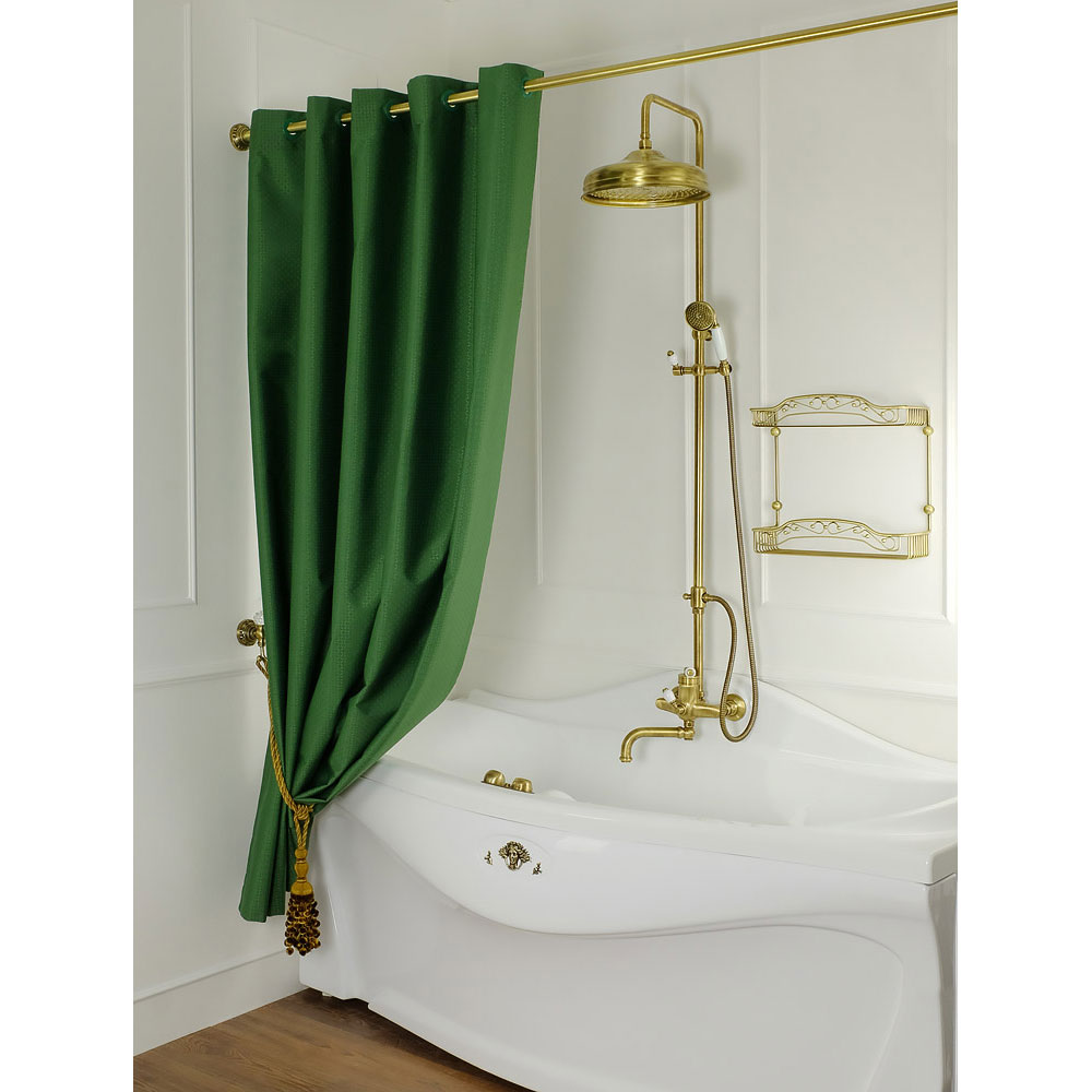 фото Migliore шторка l180xh200 см. для душа/ванны, текстиль, узор ар-деко, цвет зеленый