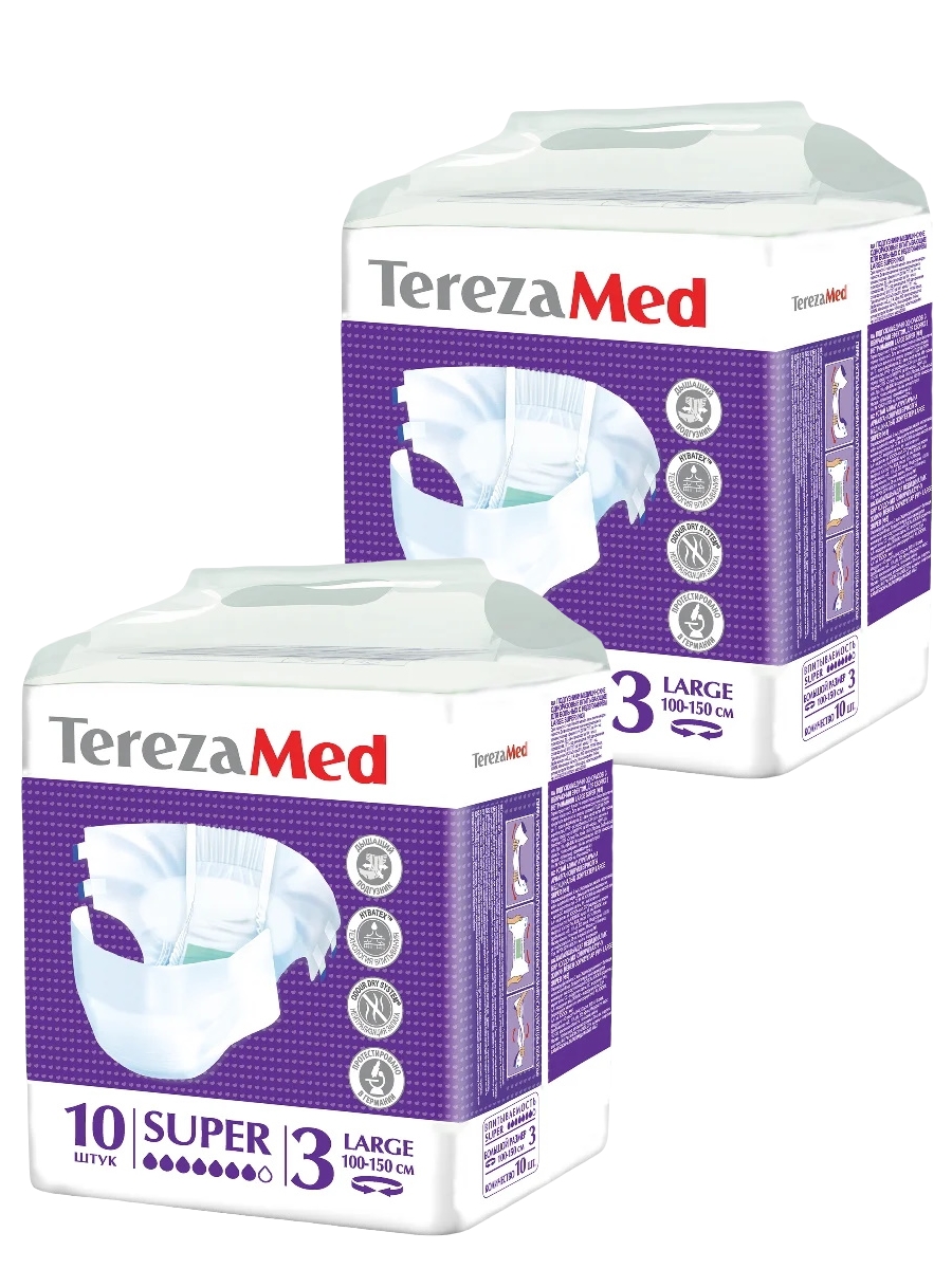 

Комплект TerezaMed Подгузники для взрослых Super Large №3 10 шт/упак. х 2 шт.