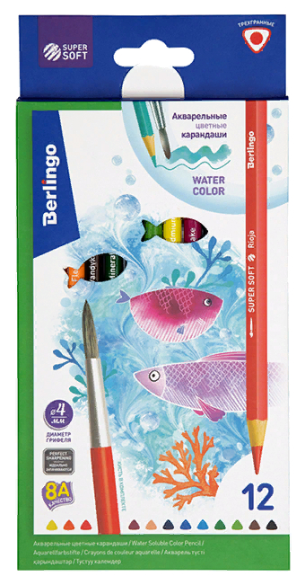 Карандаши цветные Berlingo SuperSoft Рыбки SSA1712, 12 цветов