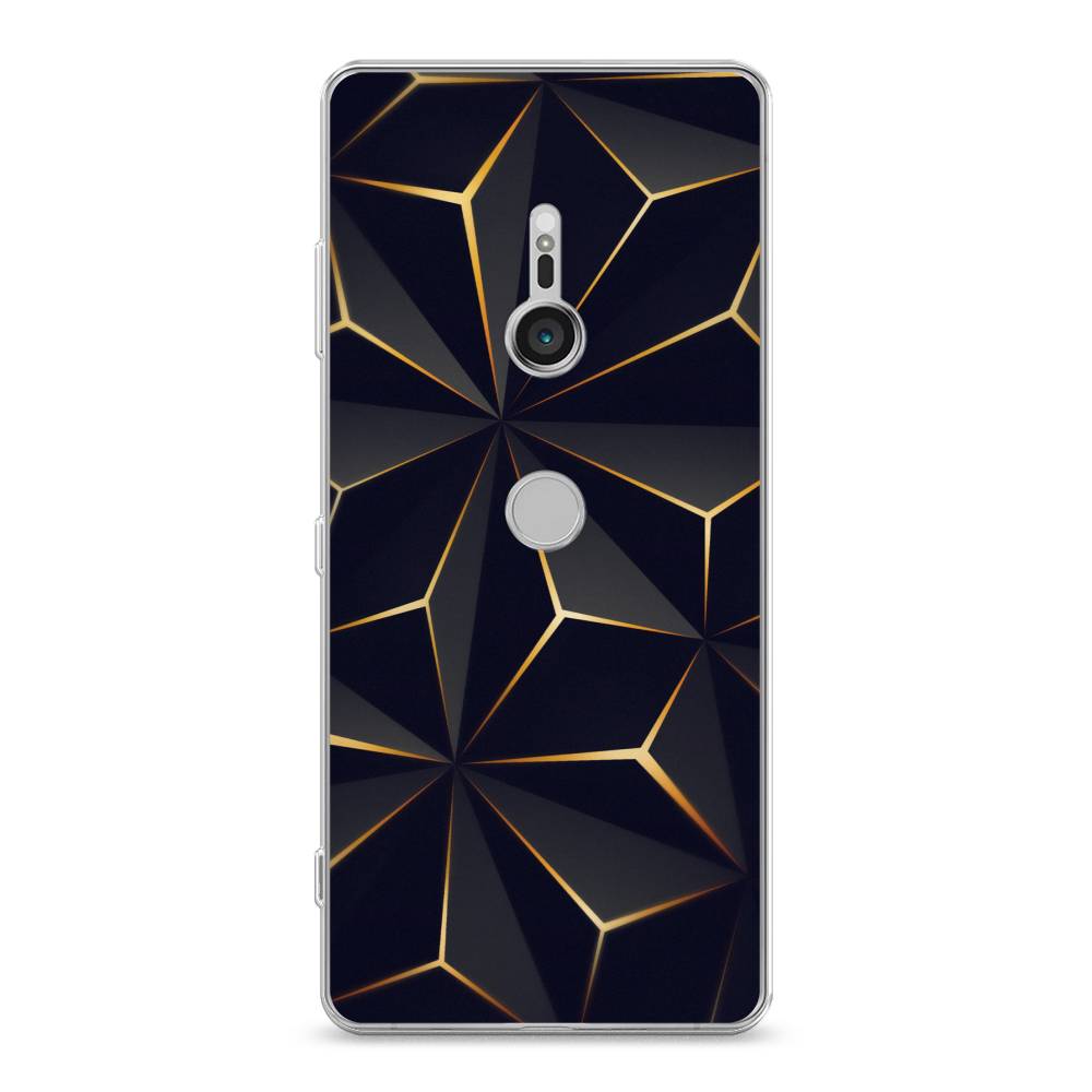 

Чехол на Sony Xperia XZ3 "Черные полигоны", Золотистый;черный, 53650-3