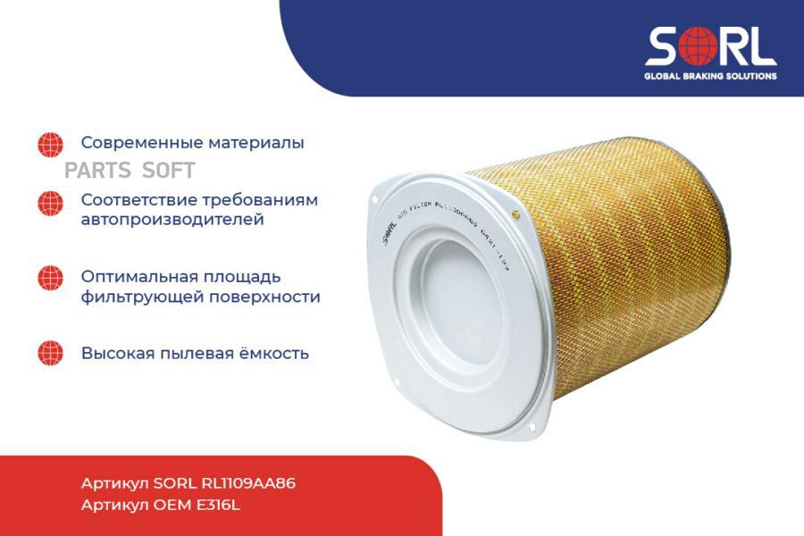 

SORL RL1109AA86 RL1109AA86_фильтр воздушный\VOLVO FH12 1шт