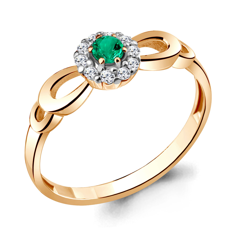 

Кольцо из серебра с изумрудом р.  Aquamarine 68813АГ_925_з, 68813АГ_925_з
