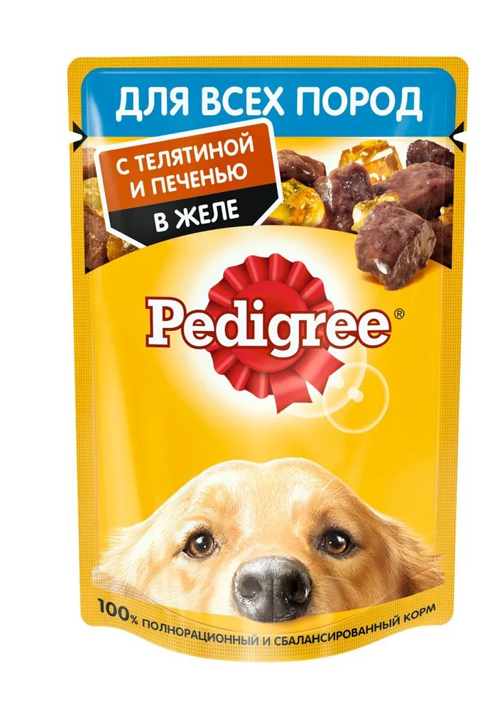 

Влажный корм для собак Pedigree телятина и печень в желе 28 шт по 85 г