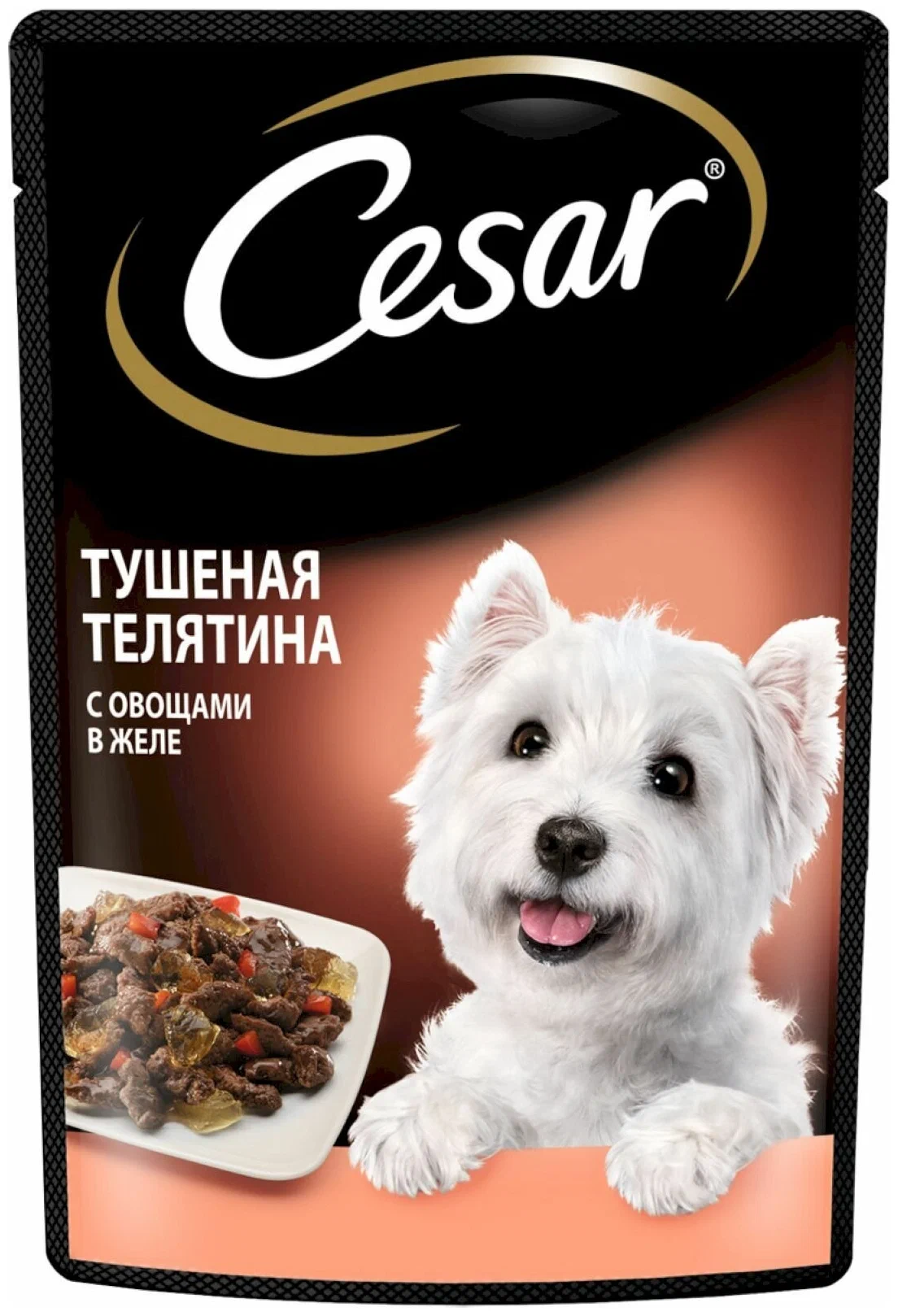 

Влажный корм для собак Cesar тушеная телятина с овощами в желе 28 шт по 85 г