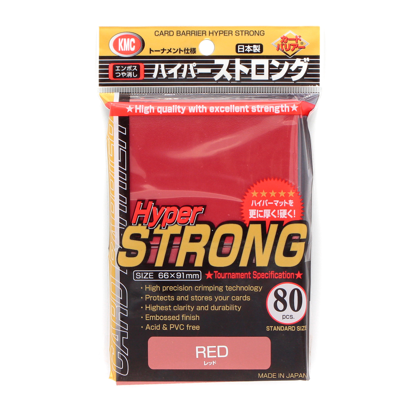Протекторы KMC Hyper STRONG Standard red 66x91 мм, 80 шт, для карт MTG, Pokemon