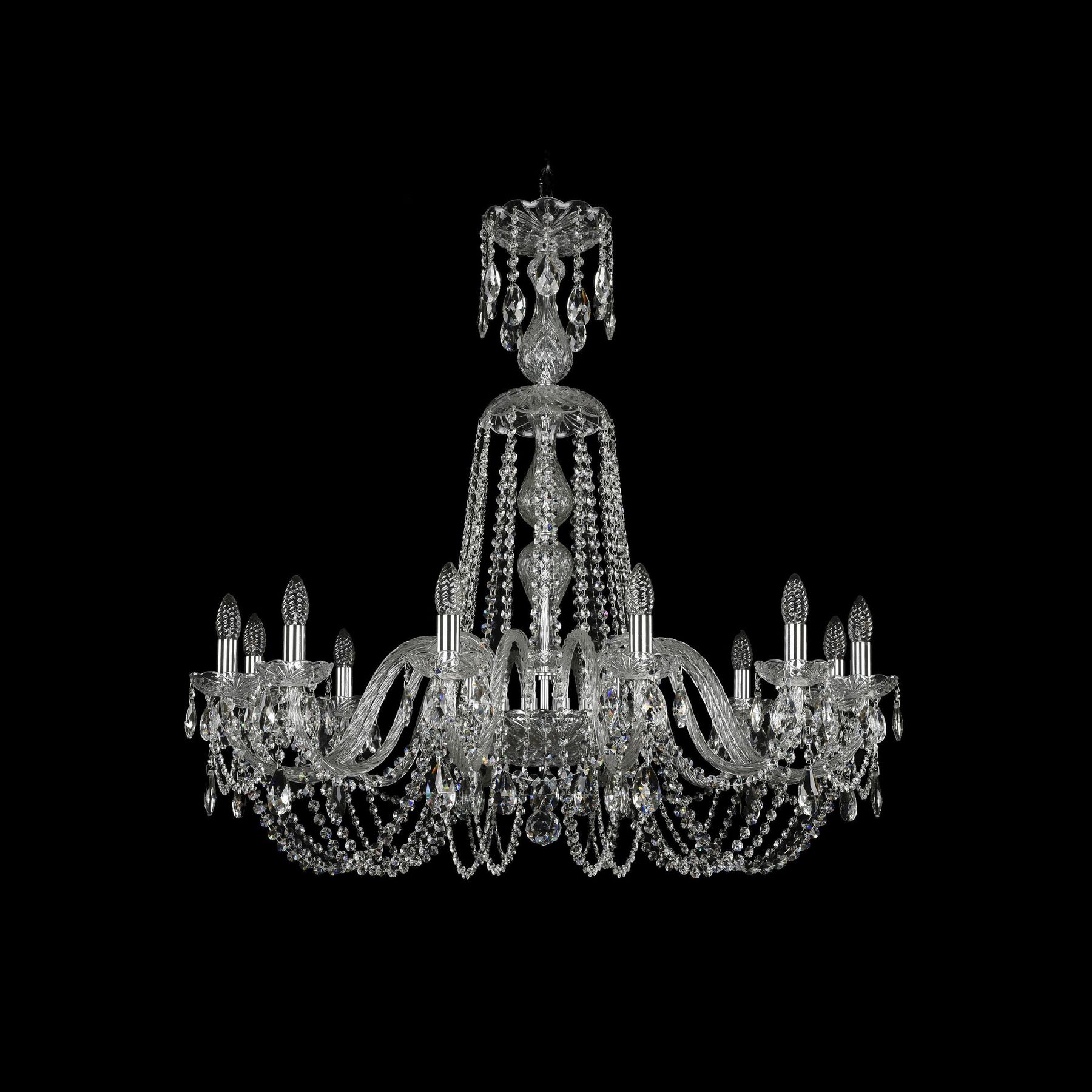 

Хрустальная люстра 1402/12/360/XL-95 Ni Bohemia Ivele Crystal, 1402/12/360/XL-95 Ni