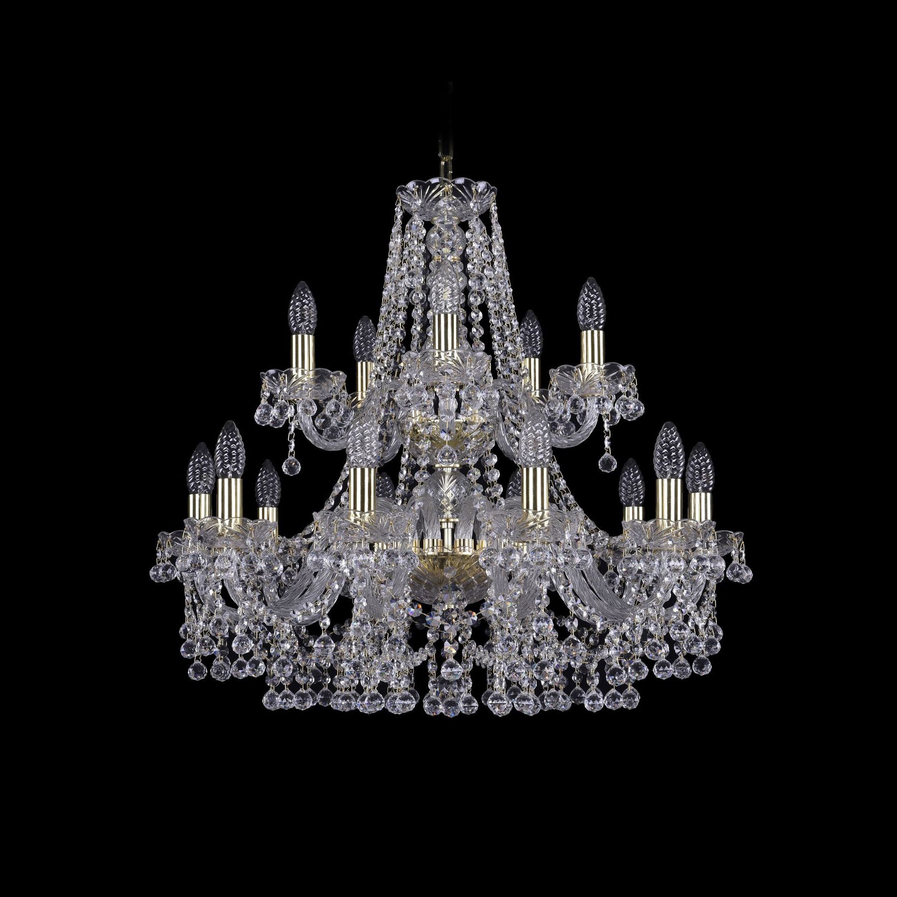 фото Хрустальная люстра 1409/10+5/240/2d g bohemia ivele crystal