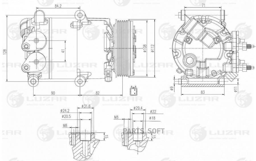 Компрессор Кондиц. Для А/М Ford Focus Iii (11-)/Volvo S60 (10-) (Lcac 1010) Lcac1010 LUZAR