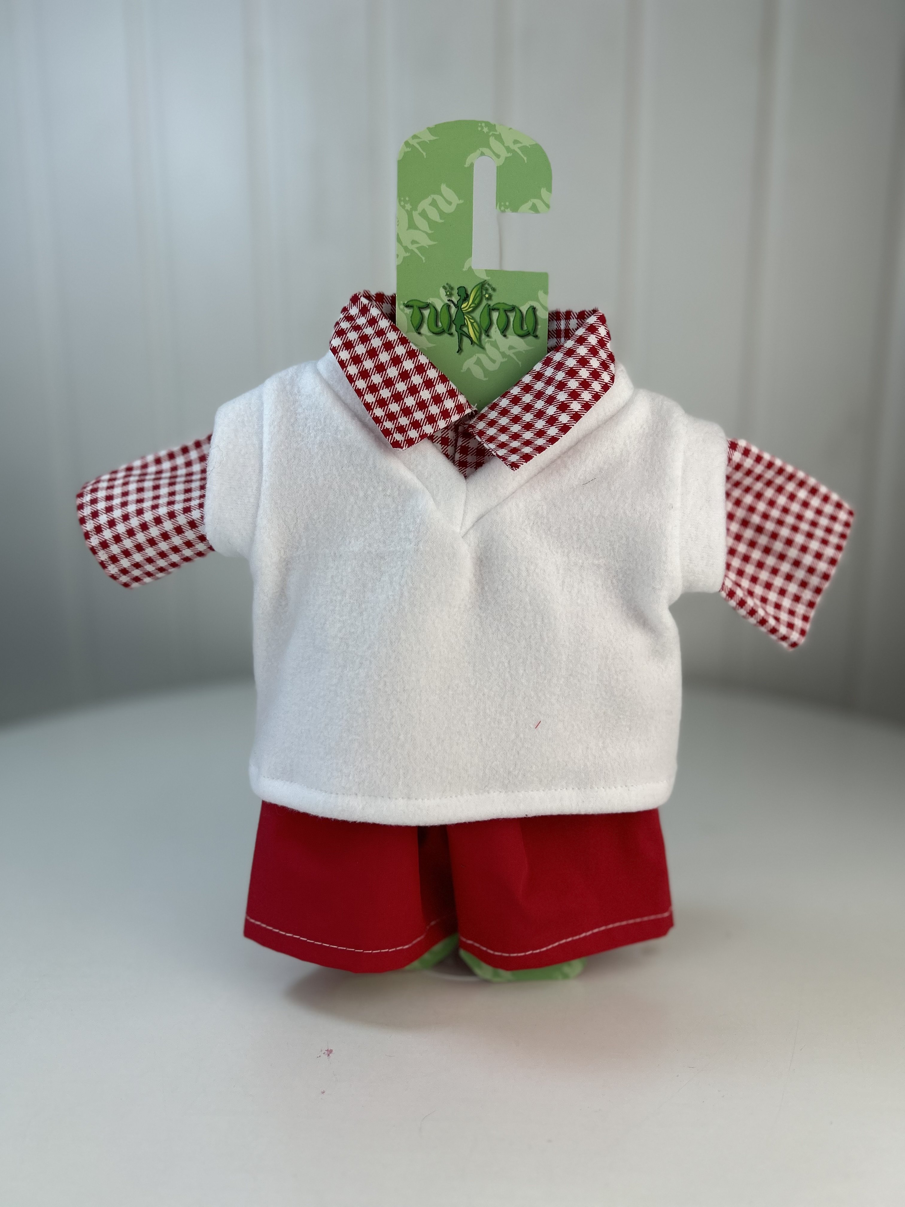 Комплект одежды для пупсов TuKiTu 47 см Красный рубашка, шорты, безрукавка, арт. 89