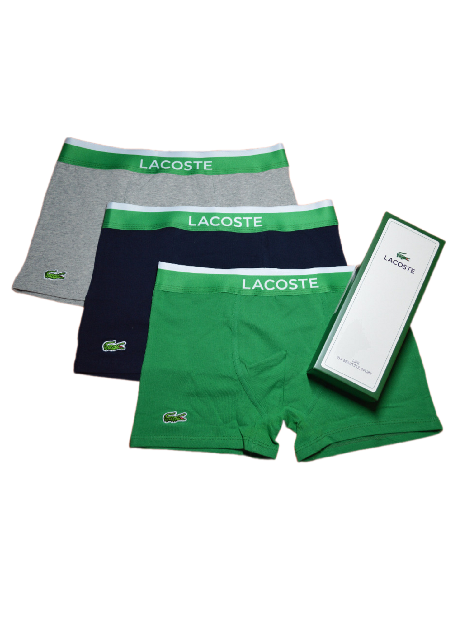 Комплект трусов мужских Lacoste LA-T-001(G/G/DB) разноцветных L, 3 шт.