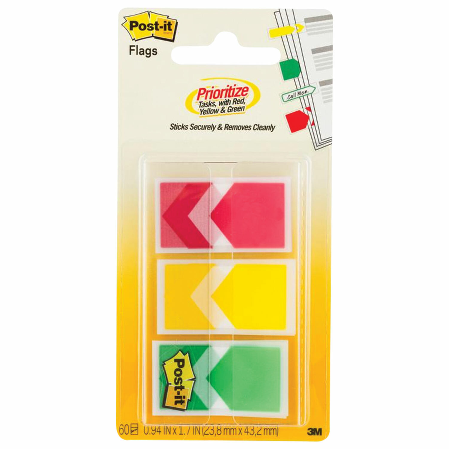

Закладки клейкие Post-It стрелки пластиковые, 24 мм, 3 цвета х 20 шт.