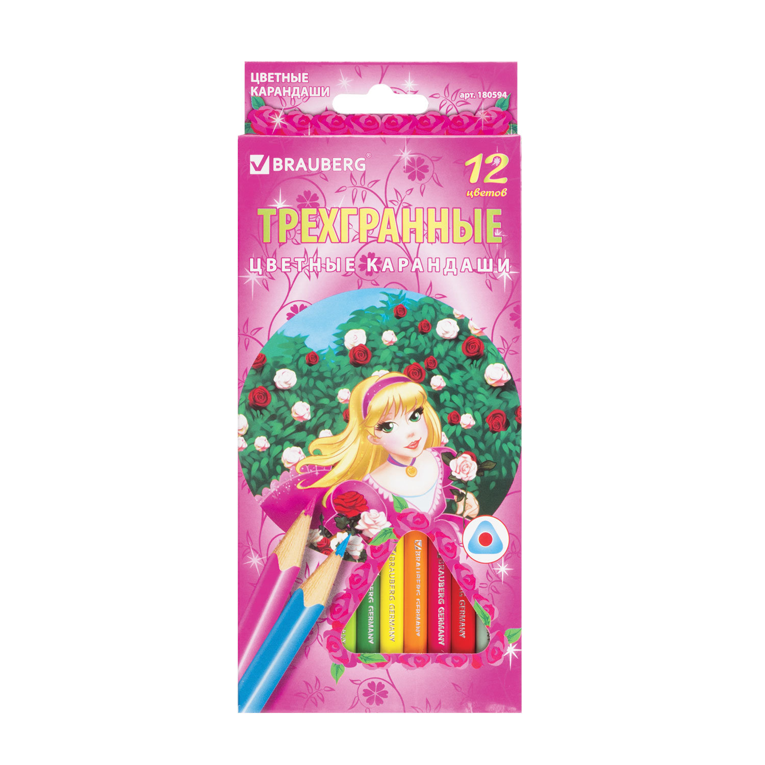 

Карандаши цветные Brauberg Rose Angel трехгранные, 12 цветов, Голубой;желтый;зеленый;коричневый;красный;оранжевый;розовый;серый;синий;фиолетовый;черный