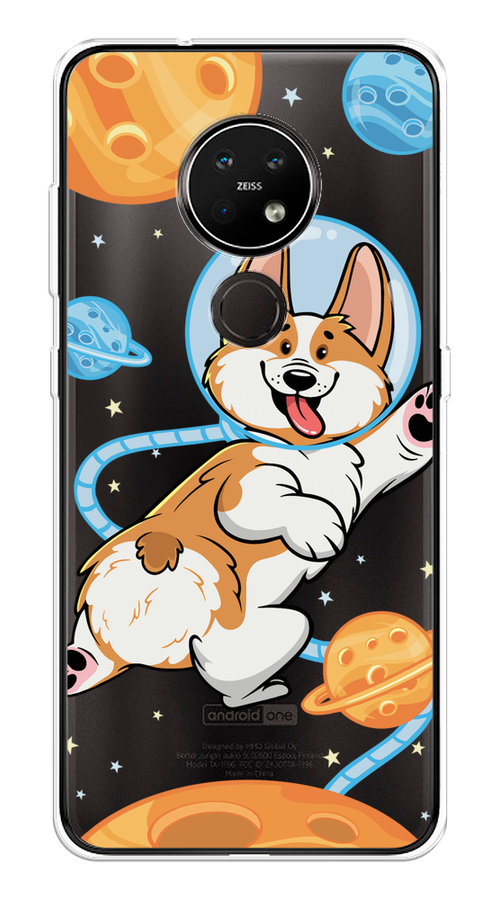 

Чехол на Nokia 7.2 "Корги-космонавт", Голубой;бежевый;белый, 123150-1