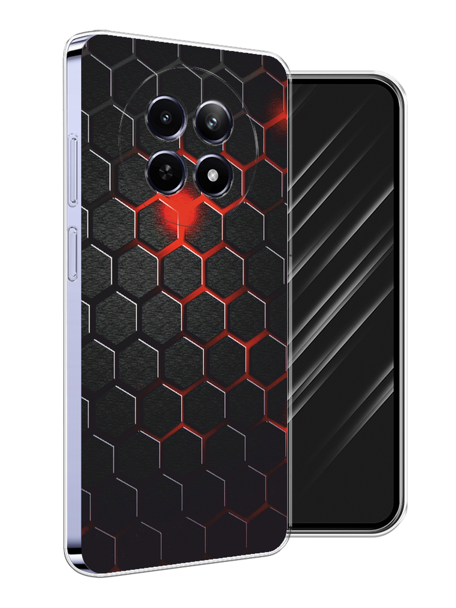 

Чехол Awog на Realme 12 5G "Фон соты красные", Красный;черный, 2516450-1