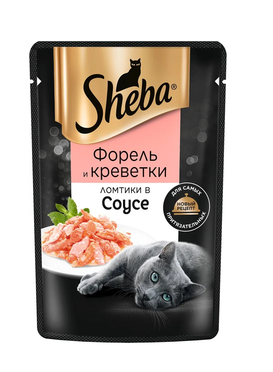 

Влажный корм для кошек Sheba ломтики в соусе форель и креветки 28 шт по 75 г