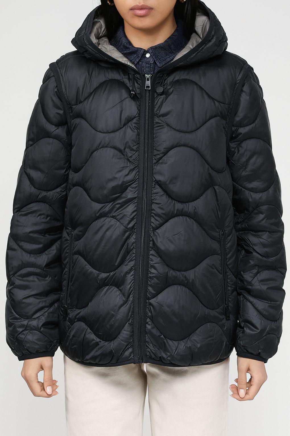 

Куртка женская Esprit Casual 073EE1G316 черная L, Черный, 073EE1G316