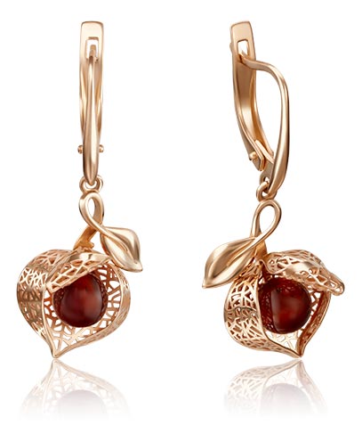 

Серьги из красного золота с янтарем PLATINA jewelry 02-4022-01-271-1110-58, 02-4022-01-271-1110-58