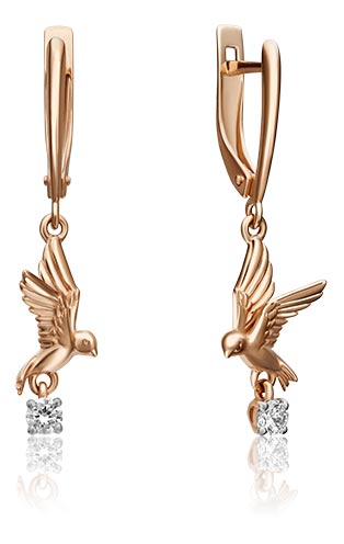

Серьги из красного золота с фианитом PLATINA jewelry 02-4346-00-401-1110-03, 02-4346-00-401-1110-03