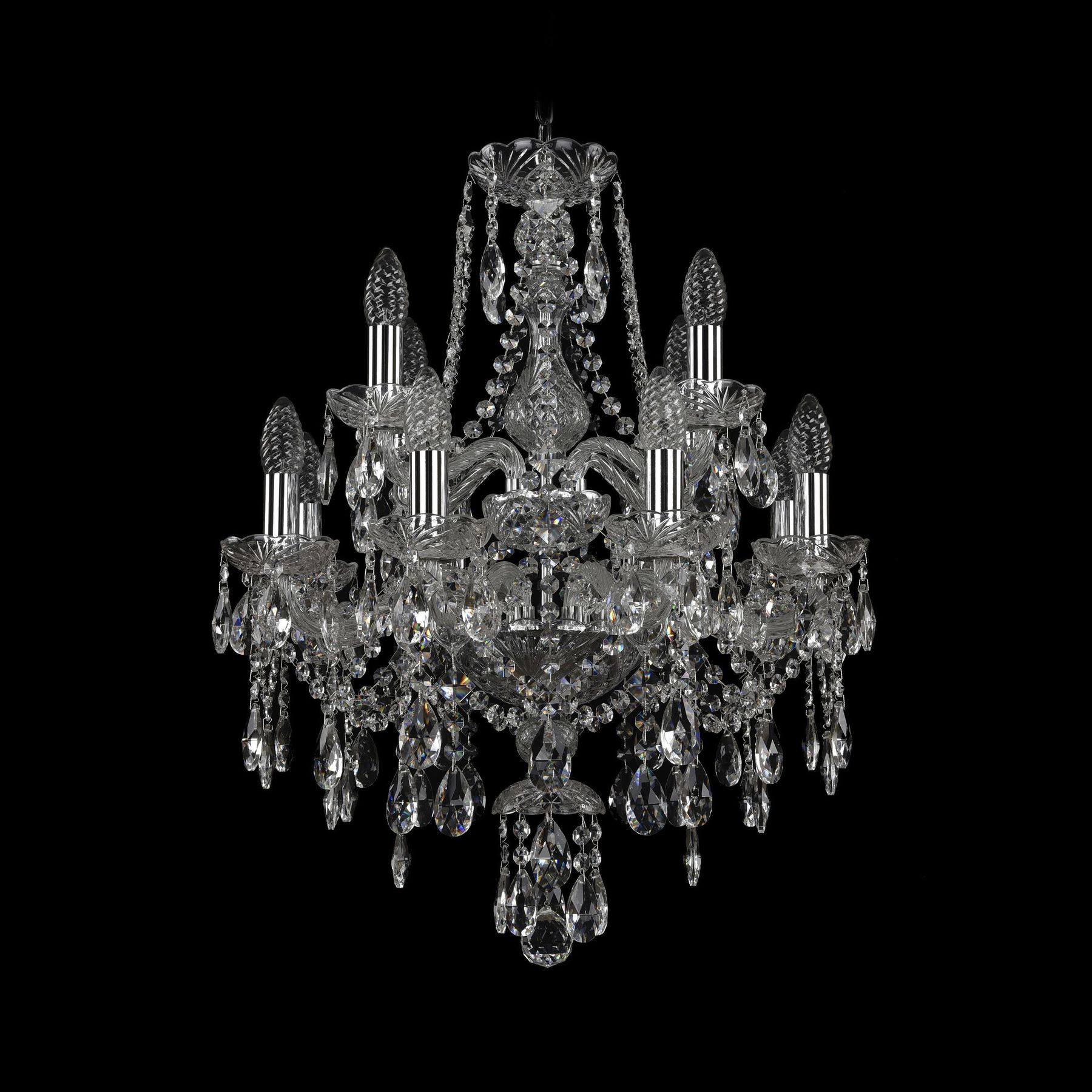 

Хрустальная люстра 1415/8+4/165/2d Ni Bohemia Ivele Crystal, 1415/8+4/165/2d Ni