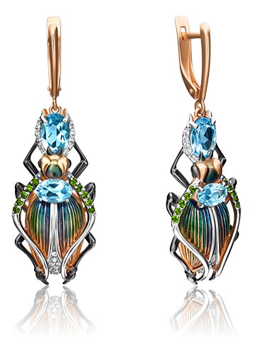 

Серьги из красного золота с топазом/хромдиопсидом PLATINA jewelry 02-4353-00-713-1110-57, 02-4353-00-713-1110-57